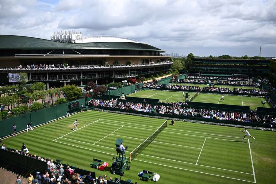 An aerial view of some of the Wimbledon courts