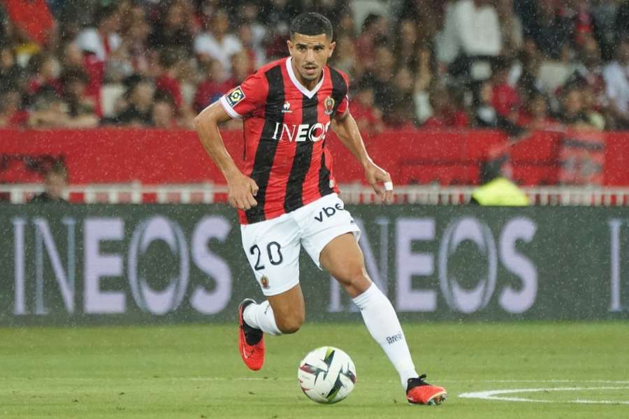 Youcef Atal in action for Nice earlier this season