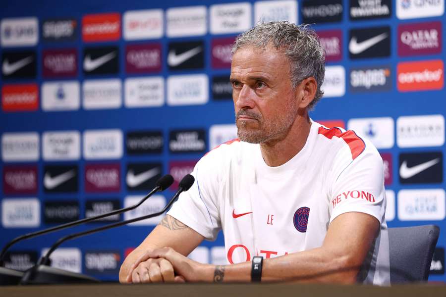 Luis Enrique face à la presse le 15 août. Luis Enrique face à la presse le 15 août.