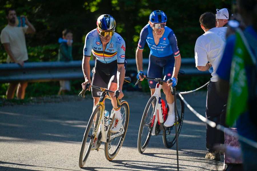 Evenepoel a Ciccone počas pretekov ME. Evenepoel a Ciccone počas pretekov ME.