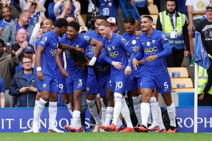 Chelsea's Romeo Lavia celebrates Chelsea's Romeo Lavia celebrates