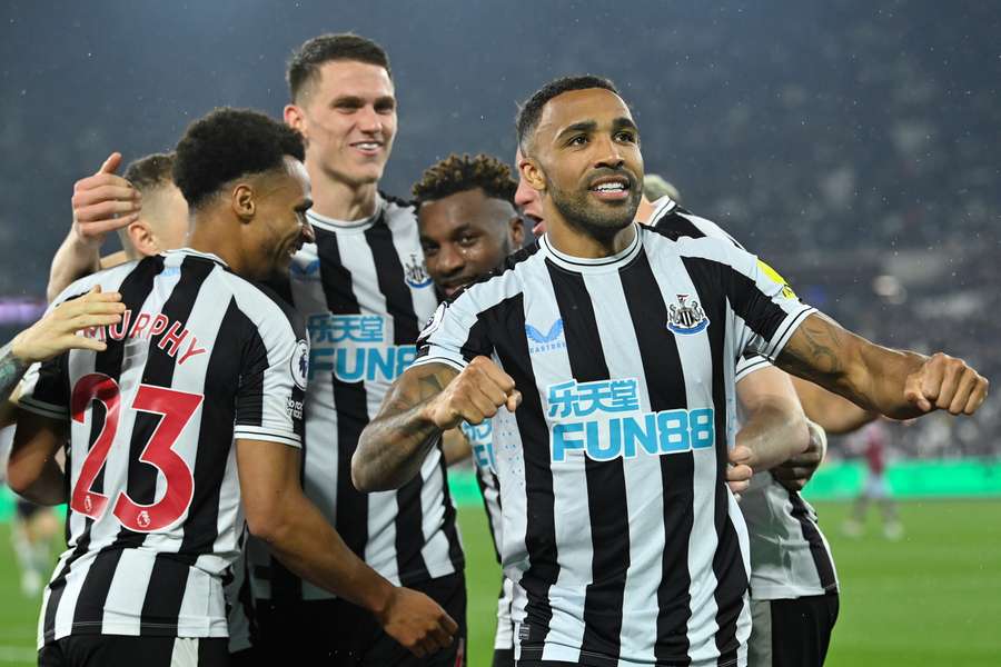 Callum Wilson celebrates putting Newcastle into a 3-1 lead