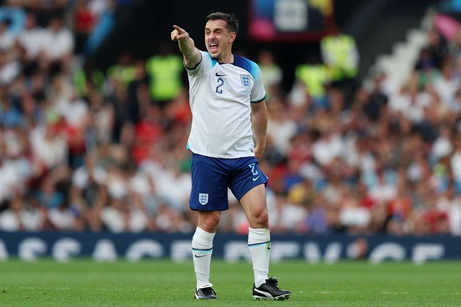 Gary Neville v anglickém reprezentačním dresu při charitativním zápase.