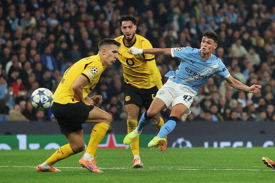Phil Foden scored Manchester City's third goal during their Champions League win on Wednesday. Phil Foden scored Manchester City's third goal during their Champions League win on Wednesday.