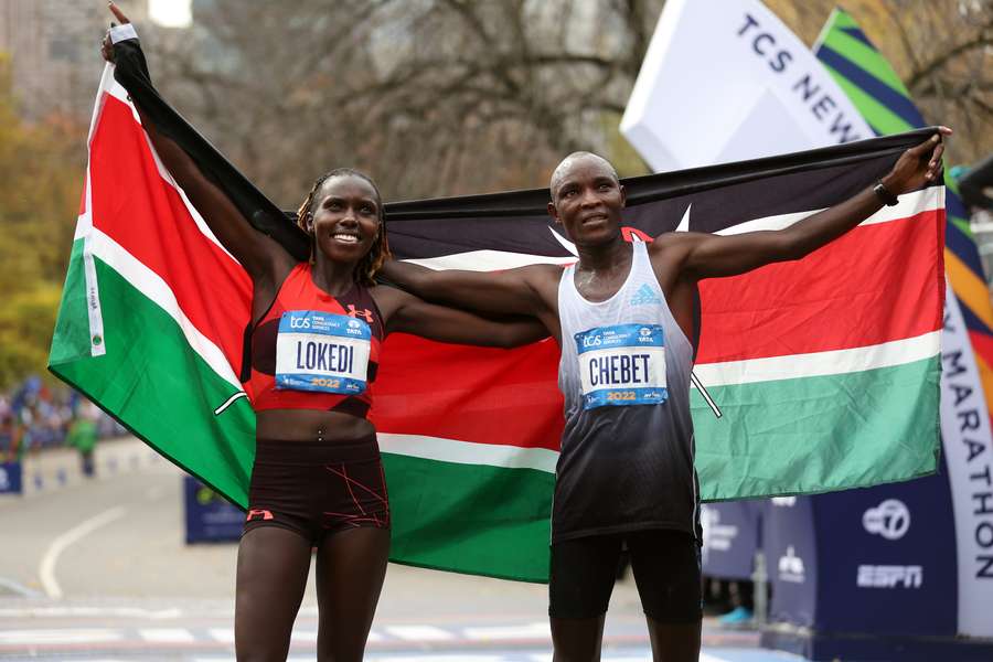 Evans Chebet y Sharon Lokedi, ganadores del Maratón de Nueva York