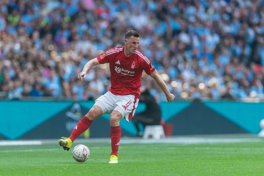 The Chris Wood is controlled by the ball during the Final Match for Fa Cup v. Manchester City at Wembley 27. April 2025. Years The Chris Wood is controlled by the ball during the Final Match for Fa Cup v. Manchester City at Wembley 27. April 2025. Years