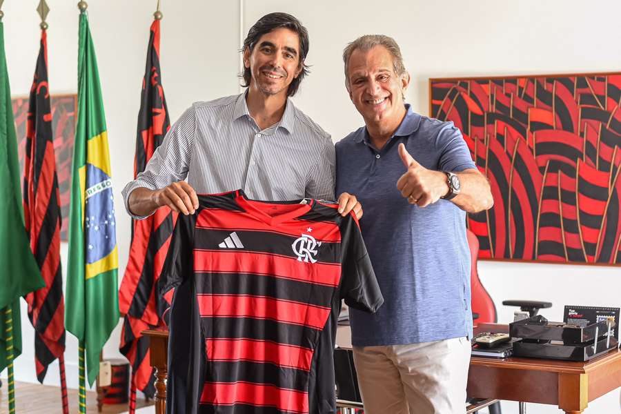 Rodrigo Montoro, Presidente da Liga Nacional, ao lado de Luiz Eduardo Baptista, presidente do Flamengo