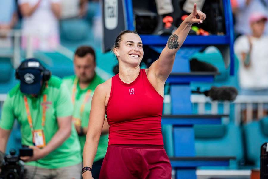 Sabalenka celebrates her win