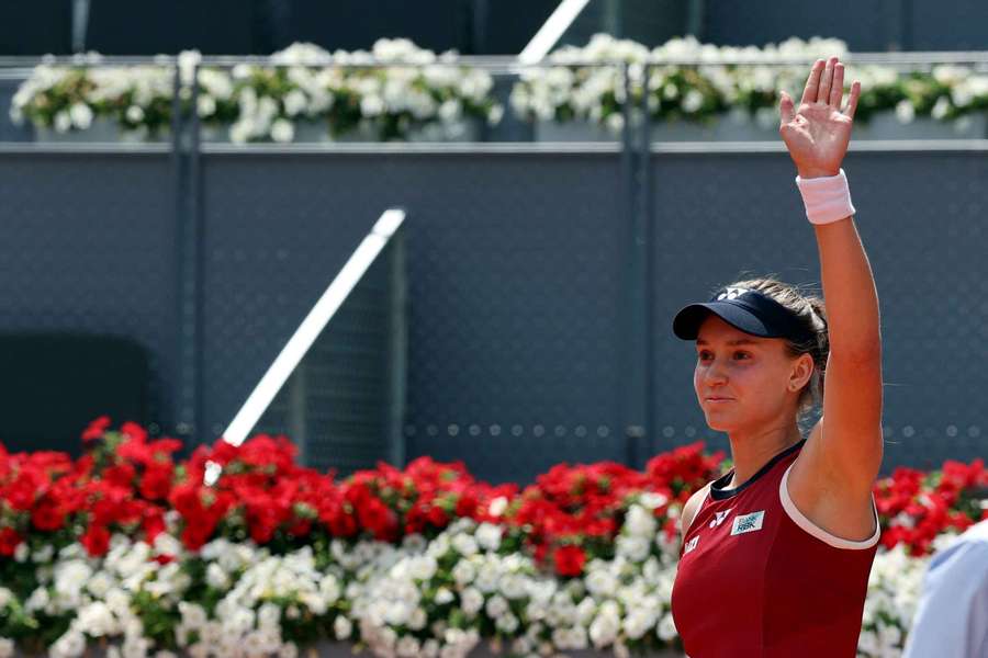 Elena Rybakina celebrates her victory