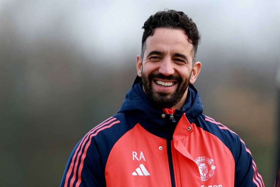 Ruben Amorim durante o treino do Manchester United