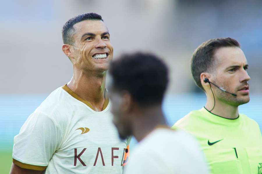 Ronaldo reageert tijdens de 5-0 nederlaag tegen Celta de Vigo op maandagavond