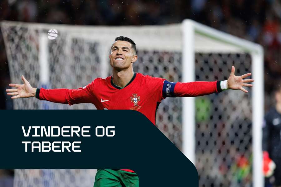 Cristiano Ronaldo jubler efter at have scoret i Portugals sejr over Polen i UEFA Nations League.