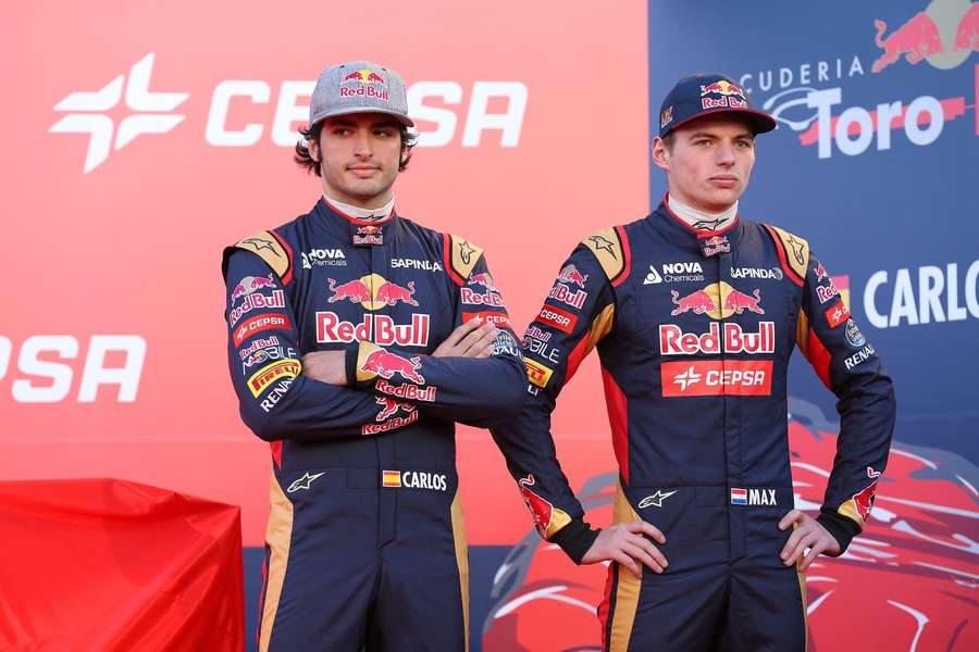 Max Verstappen en Carlos Sainz jr. van Toro Rosso in februari 2015