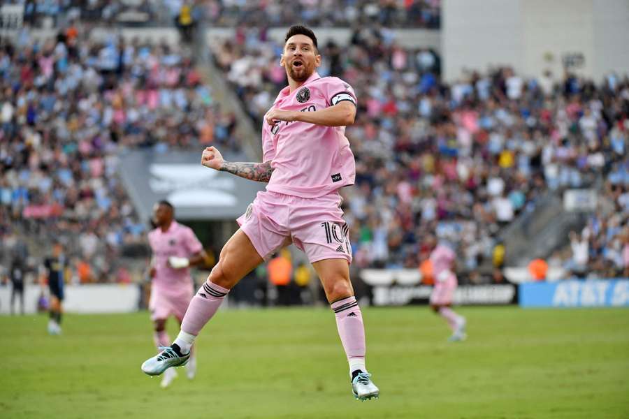 Messi comemora após marcar contra o Philadelphia Union