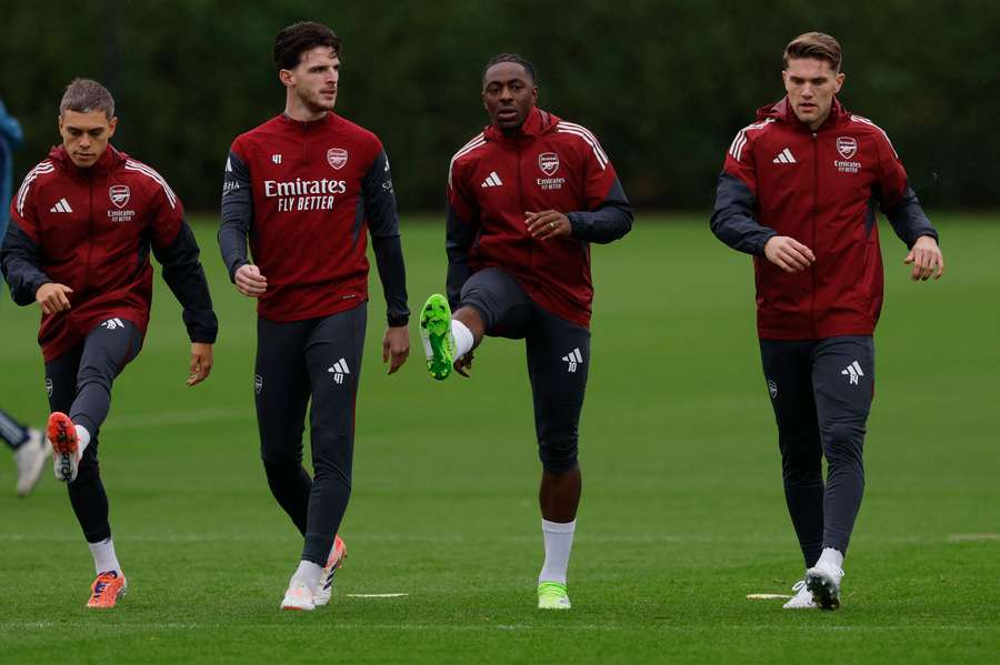Arsenal's players in training ahead of Atletico Madrid 