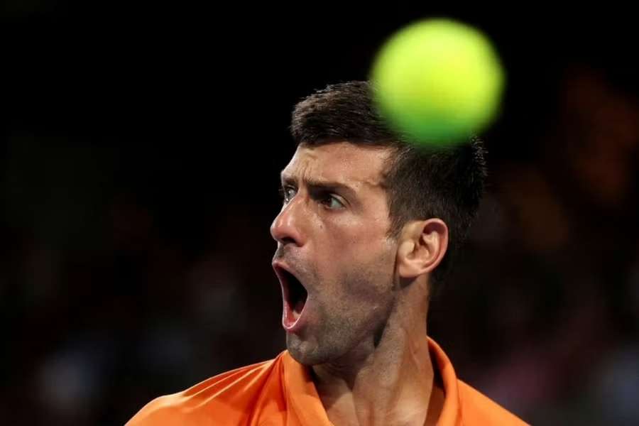 Djokovic celebra un punto en Australia