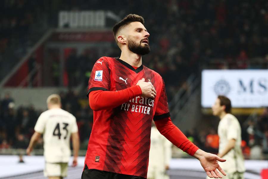 Olivier Giroud netted the second goal for AC Milan on the night
