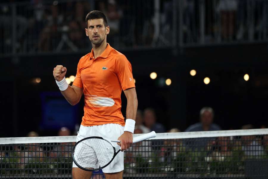 Djokovic celebrates his win in the quarter-final