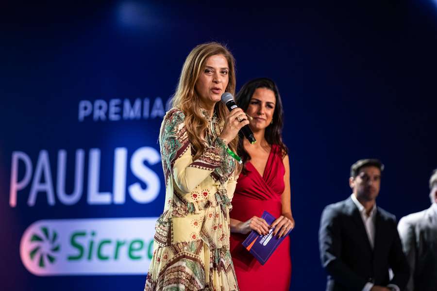 Leila Pereira durante a premiação da Federação Paulista, em São Paulo