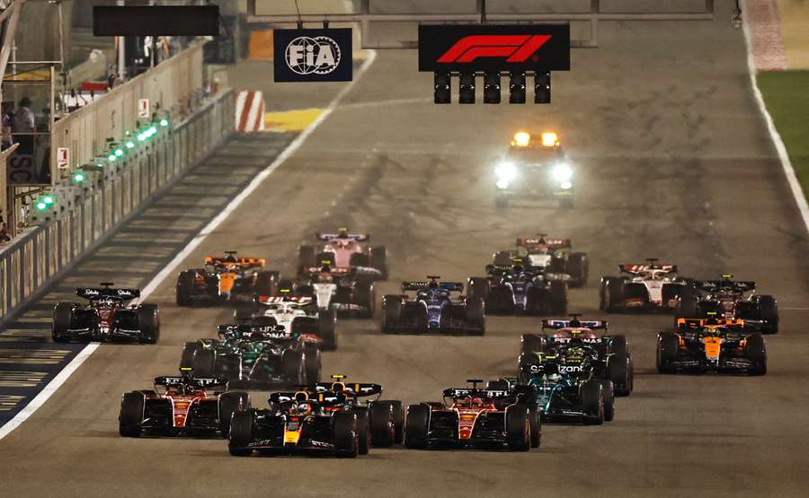 The drivers take off in Bahrain