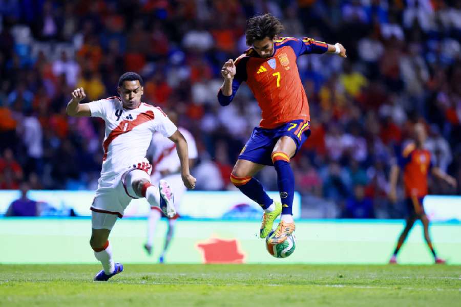 Ferran Torres on the ball for Spain Ferran Torres on the ball for Spain