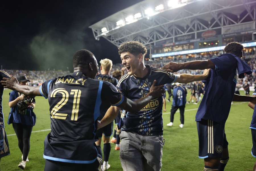 Philadelphia Union celebrate winning MLS Supporters Shield