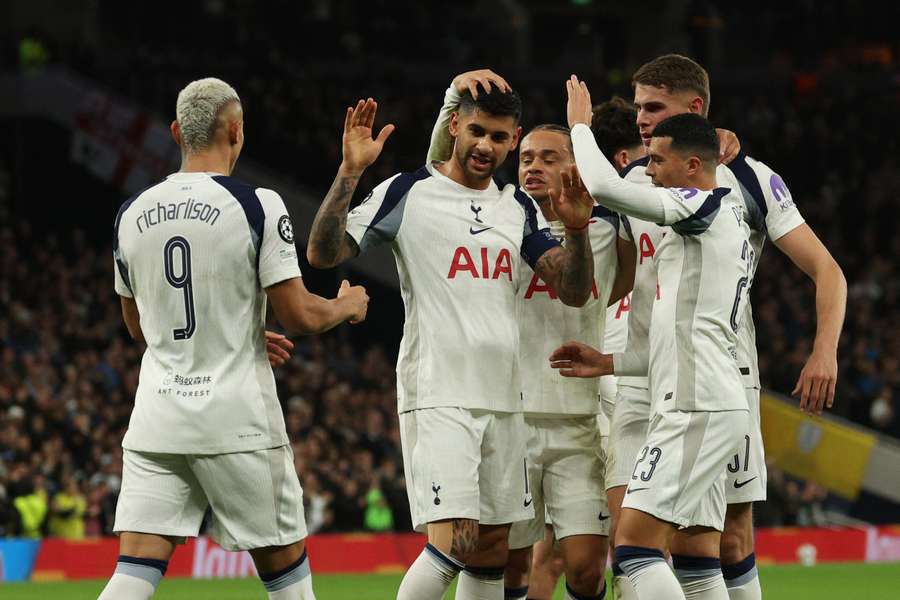 Tottenham celebrate after opening the scoring in north London Tottenham celebrate after opening the scoring in north London