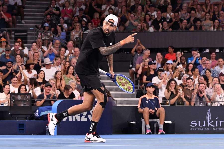 Nick Kyrgios in action at the Brisbane International this week.