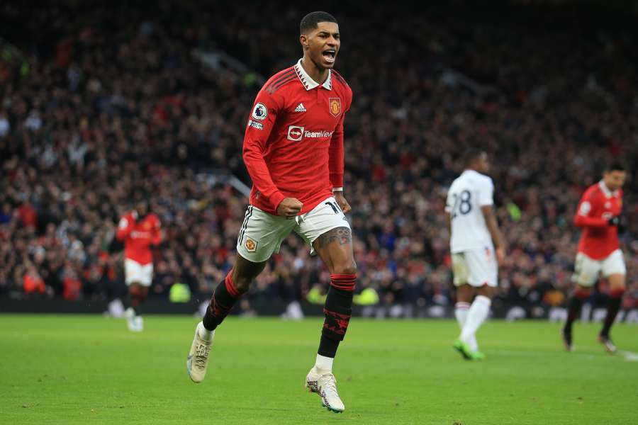 Manchester United's Marcus Rashford celebrates