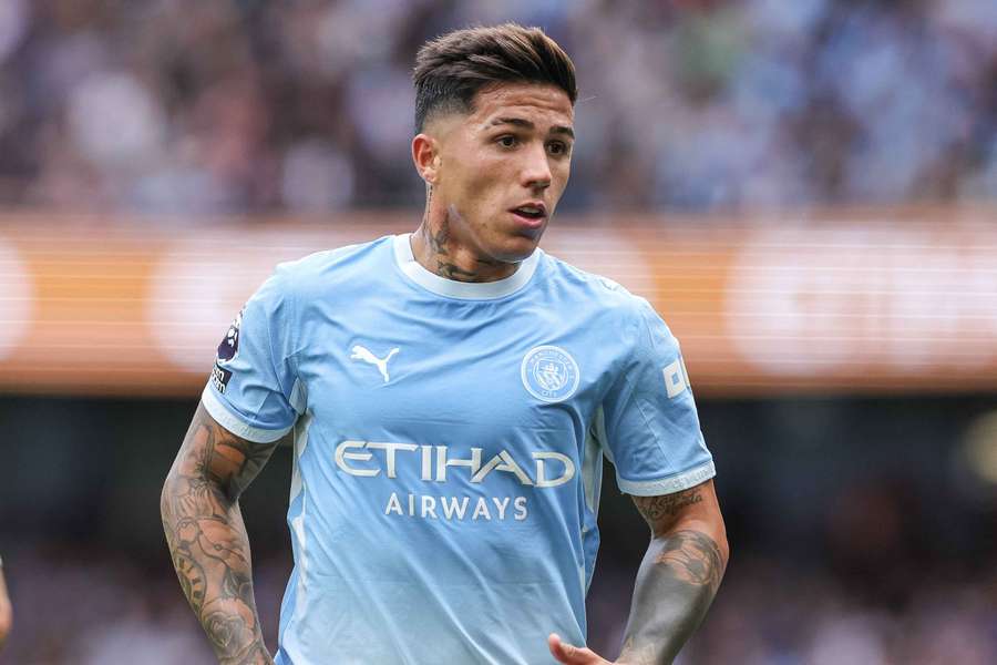 Enzo Fernández v dresu Manchesteru City. Enzo Fernández v dresu Manchesteru City.