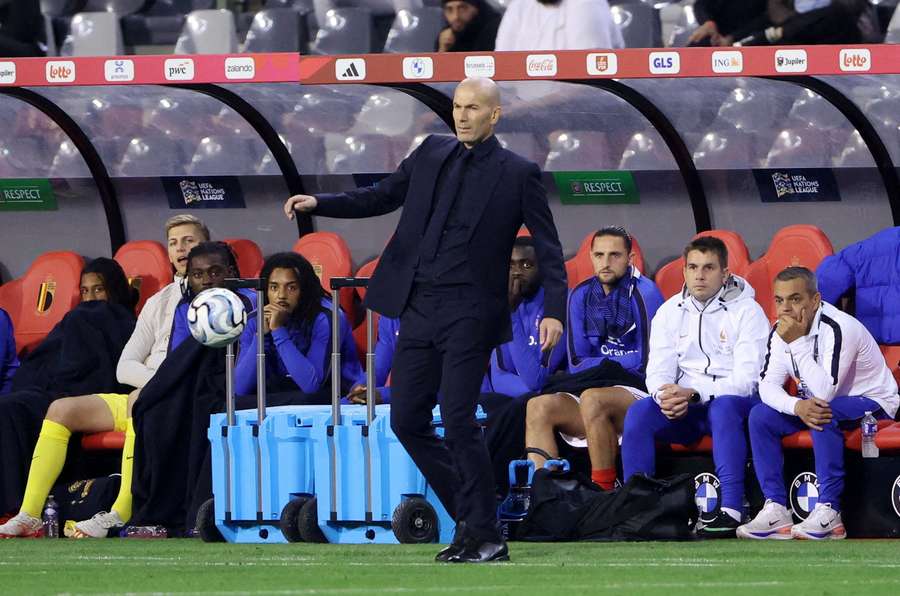 Zidane on the touchline during France's win over Belgium Zidane on the touchline during France's win over Belgium