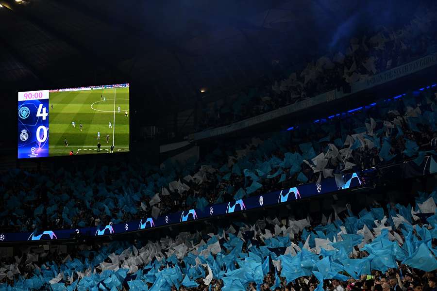 Celebrations are underway at the Etihad Stadium as Man City go 4-0 up Celebrations are underway at the Etihad Stadium as Man City go 4-0 up