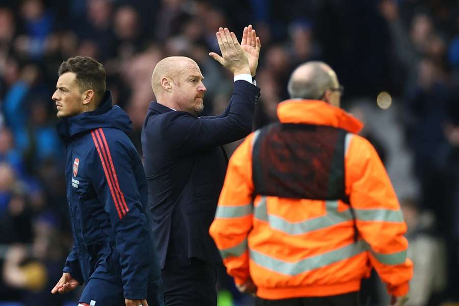Sean Dyche applauds the fans after the debut win