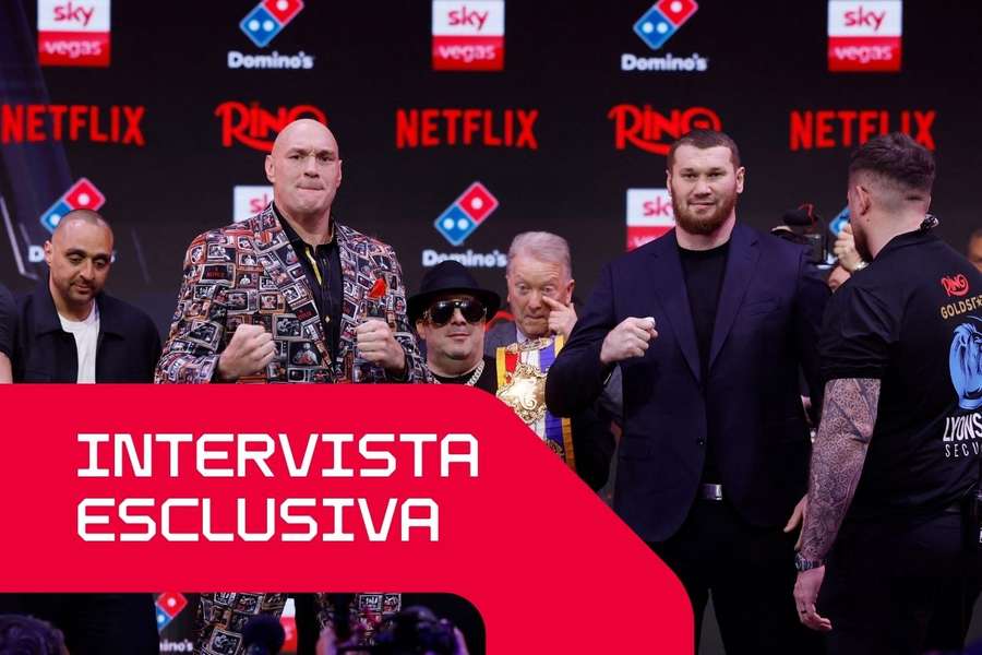 Tyson Fury e Arslanbek Makhmudov alla presentazione dell'evento