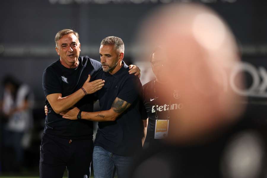 Carlos Carvalhal com Rui Borges no Famalicão-Sporting Carlos Carvalhal com Rui Borges no Famalicão-Sporting