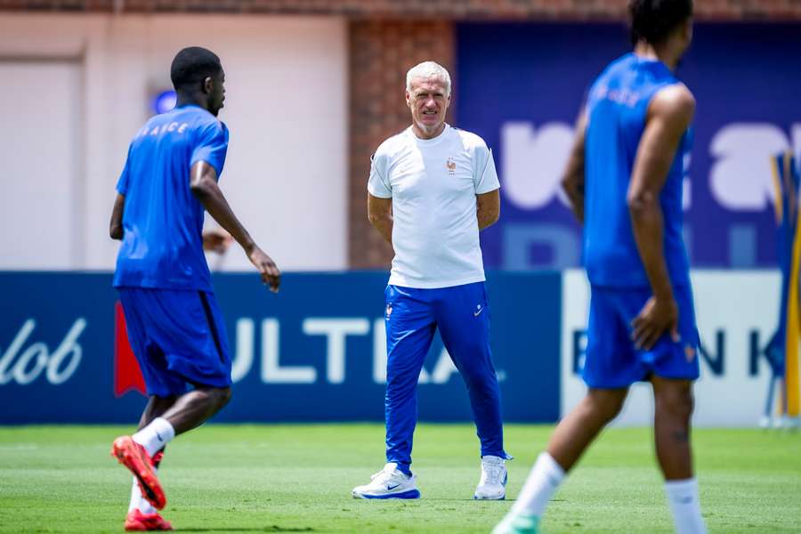France head coach Didier Deschamps looks on during warmups ahead of Spain matchup France head coach Didier Deschamps looks on during warmups ahead of Spain matchup