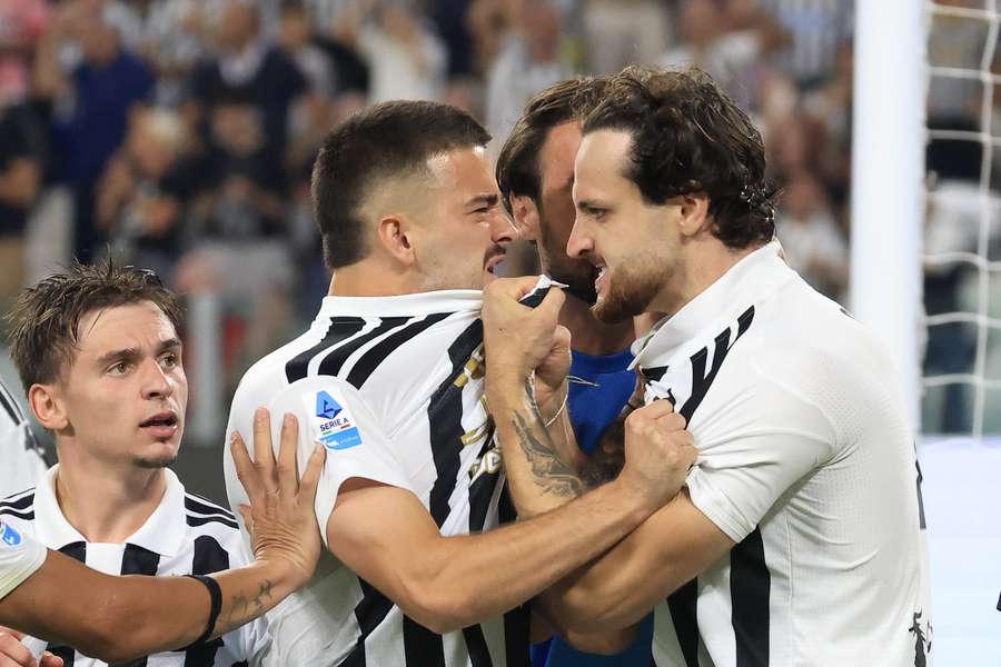 Federico Gatti festeggia a modo suo il gol del pareggio in Juventus-Milan