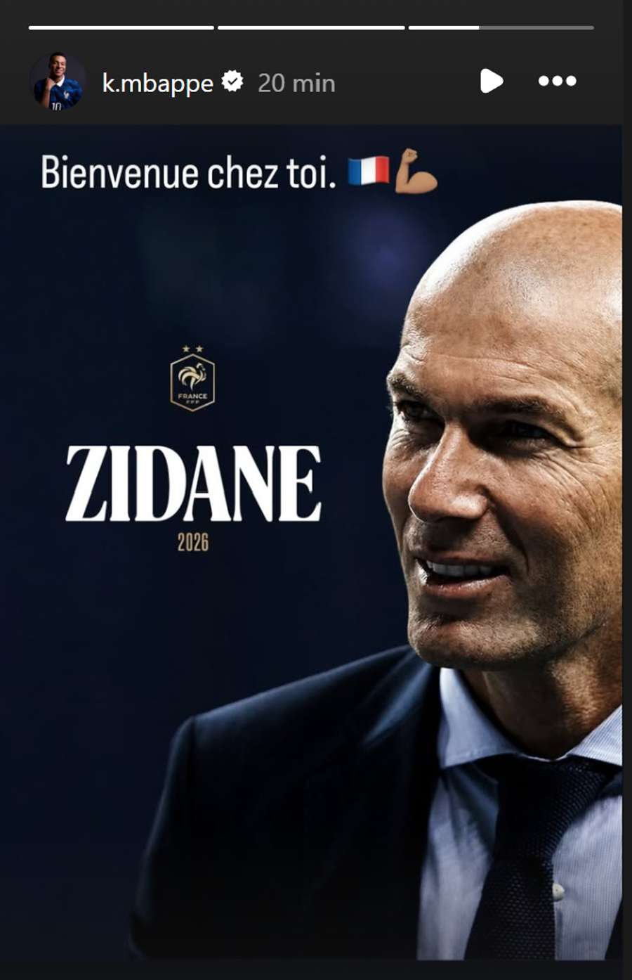 Story-ul de bun venit al lui Kylian Mbappe pentru Zinedine Zidane