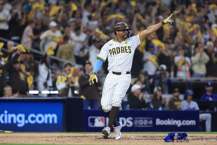 Xander Bogaerts van de Padres na het maken van een punt