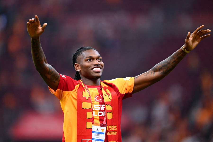 Rafael Leao greets the fans after the Turkish Super Lig match between Galatasaray and Goztepe Rafael Leao greets the fans after the Turkish Super Lig match between Galatasaray and Goztepe
