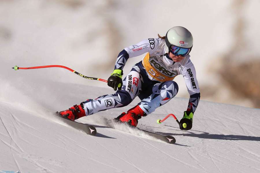 Tereza Nova skis down the Olympia delle Tofana run during the Women's Downhill in Cortina d'Ampezzo, Italy, last month