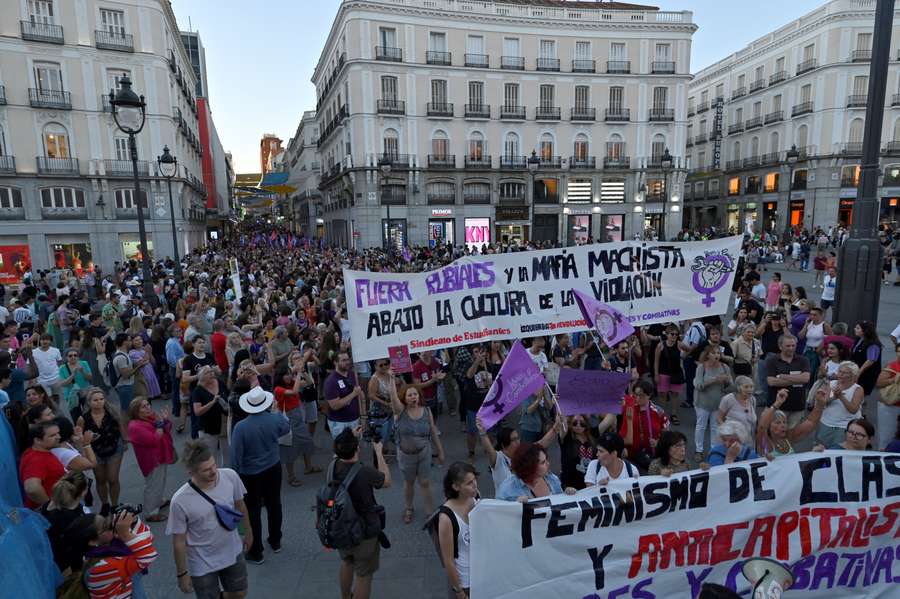 Protests have taken place in Madrid denouncing Spain's football federation president Luis Rubiales