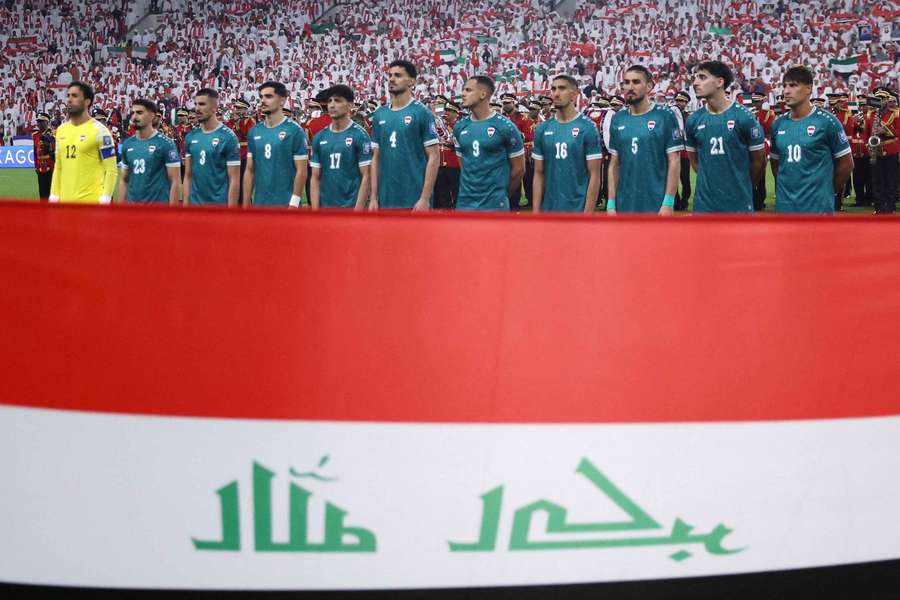 Iraq players pose for a team group photo
