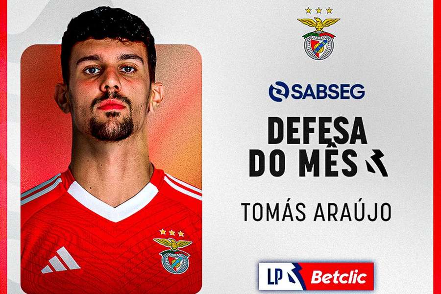 Tomás Araújo, defesa do mês de novembro na Liga Portugal