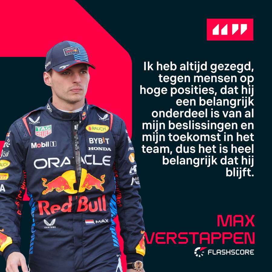 Max Verstappen staat achter Helmut Marko