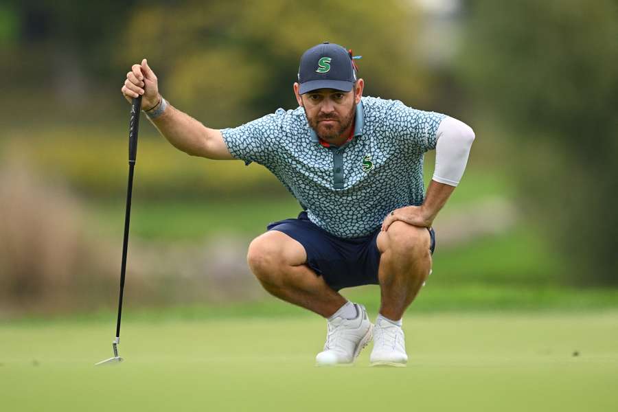 Louis Oosthuizen, pictured lining up a putt on the 14th green during the first round of the LIV Golf Chicago in September