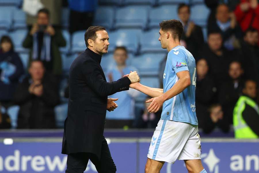 Lampard (L) had to settle for a draw in his first Coventry game