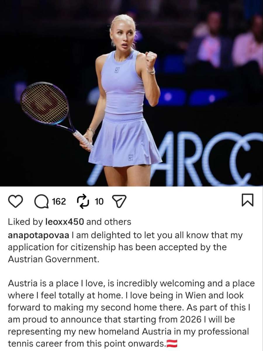 Post Potapovej na Instagramie Post Potapovej na Instagramie