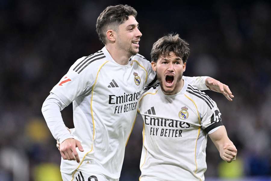 Fede Valverde celebra con Fran García su gol Fede Valverde celebra con Fran García su gol