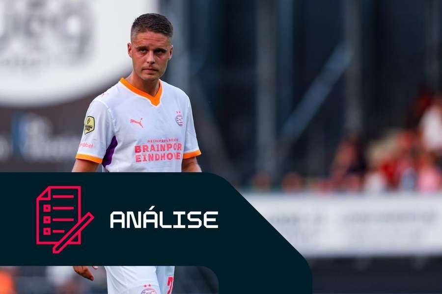 Joey Veerman durante o seu último jogo pelo PSV Joey Veerman durante o seu último jogo pelo PSV